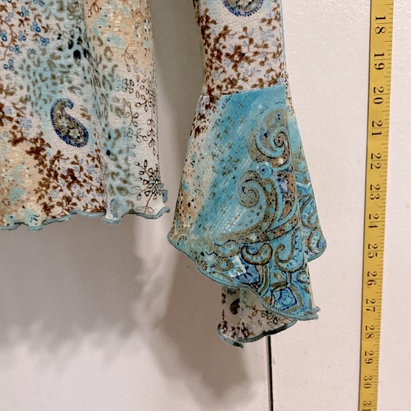 NEW YORK CITY DESIGN CO Paisley Bell Long Sleeve Blouse Womens Large - Picture 12 of 15